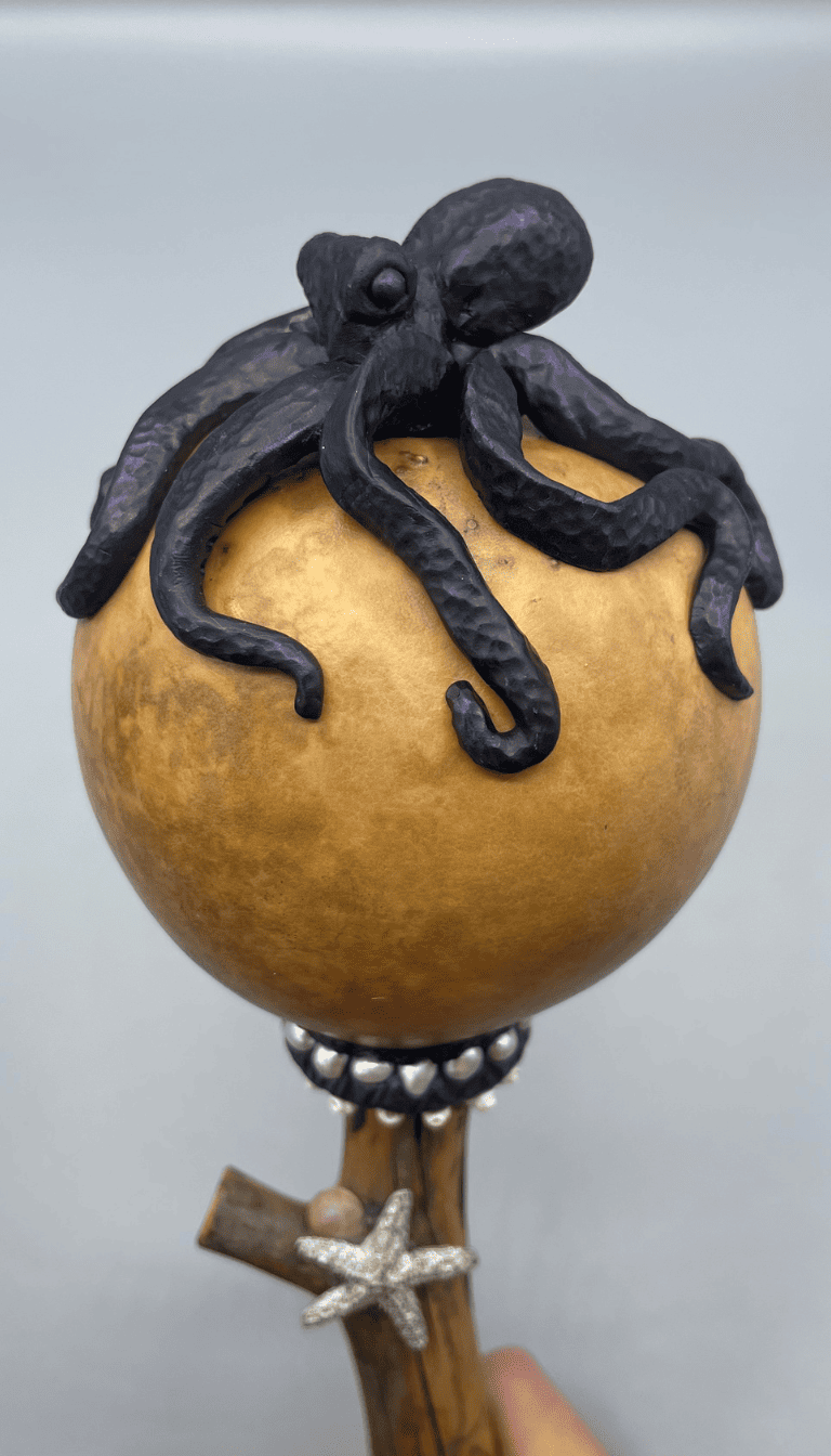 Octopus spirit healing rattle, Katherine Bird