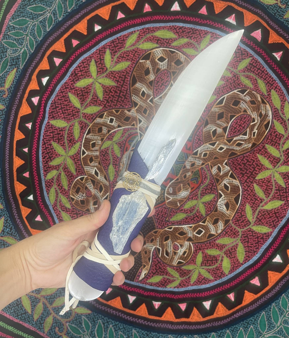 Sacred selenite blade, shamanic healing tool, handmade New Mexico