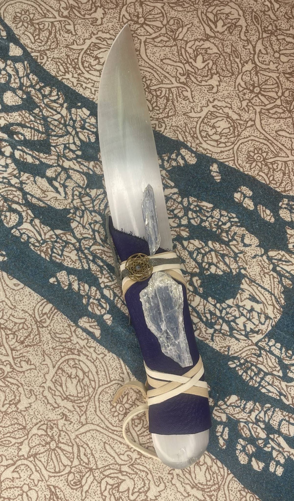 Hand-wrapped selenite knife, energy medicine tool, shamanic practitioner